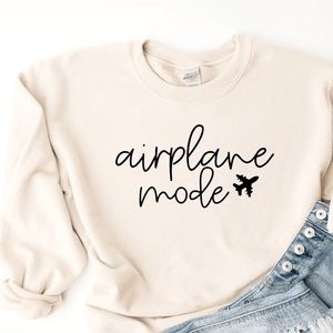 New Sweatshirt ‘Airplane Mode’ . Small. Sand color